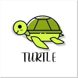 Turtle Cute Green Animal Adorable Smile Posters and Art